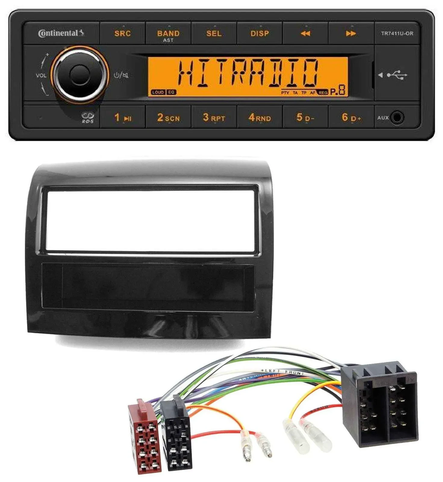 Continental 1DIN USB AUX MP3 Autoradio für Fiat Ducato 2011-2021 piano schwarz