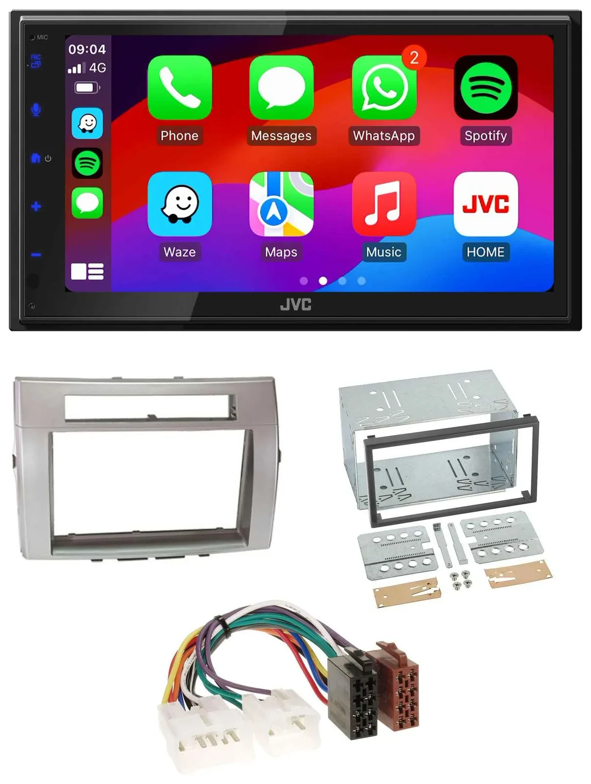 JVC Bluetooth 2DIN MP3 DAB USB Autoradio für Toyota Corolla Verso 04-09 silber