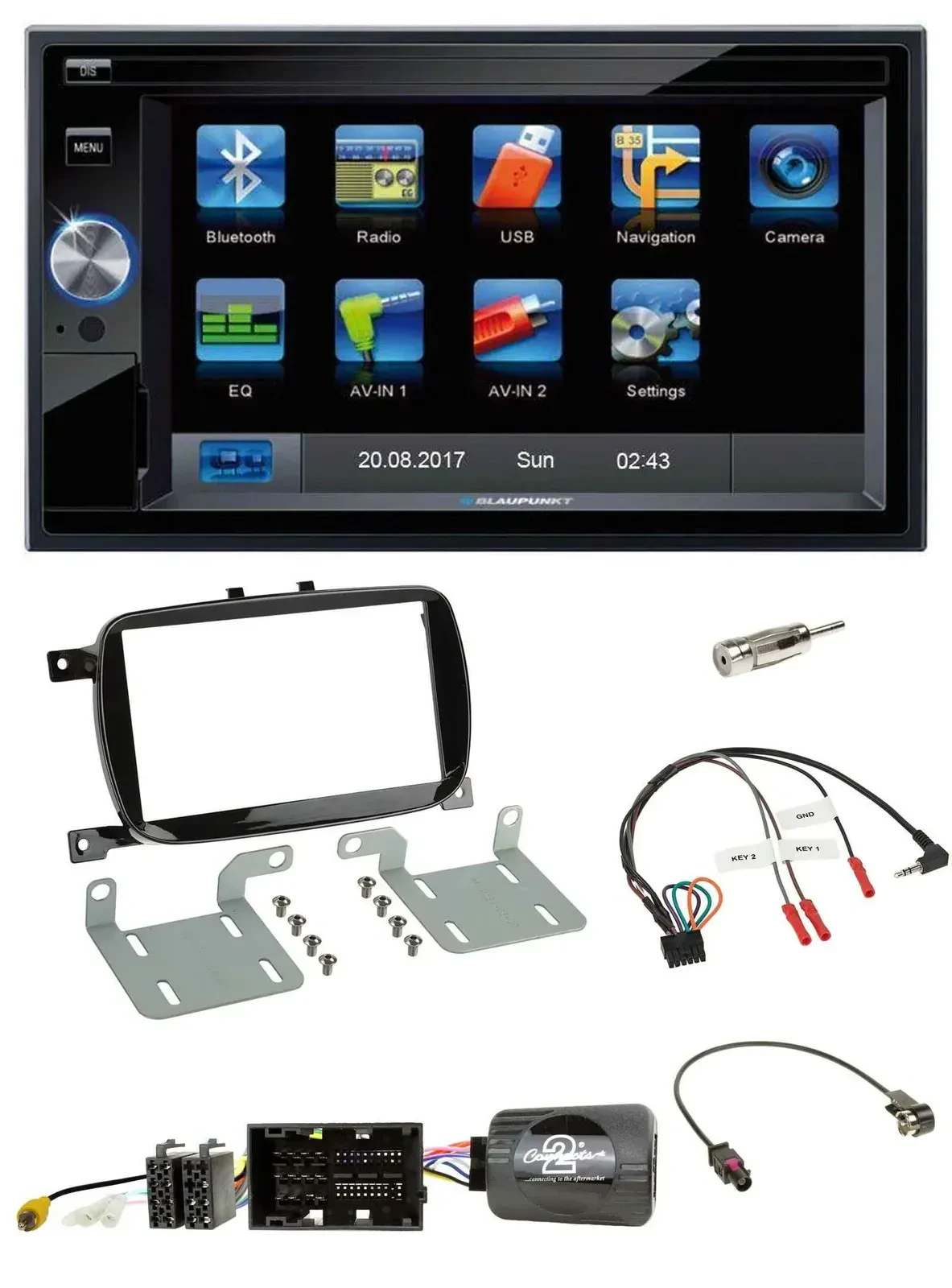 Blaupunkt 2DIN Bluetooth TMC USB Lenkrad SD Navigation für 500 X ab 2016 Facelif