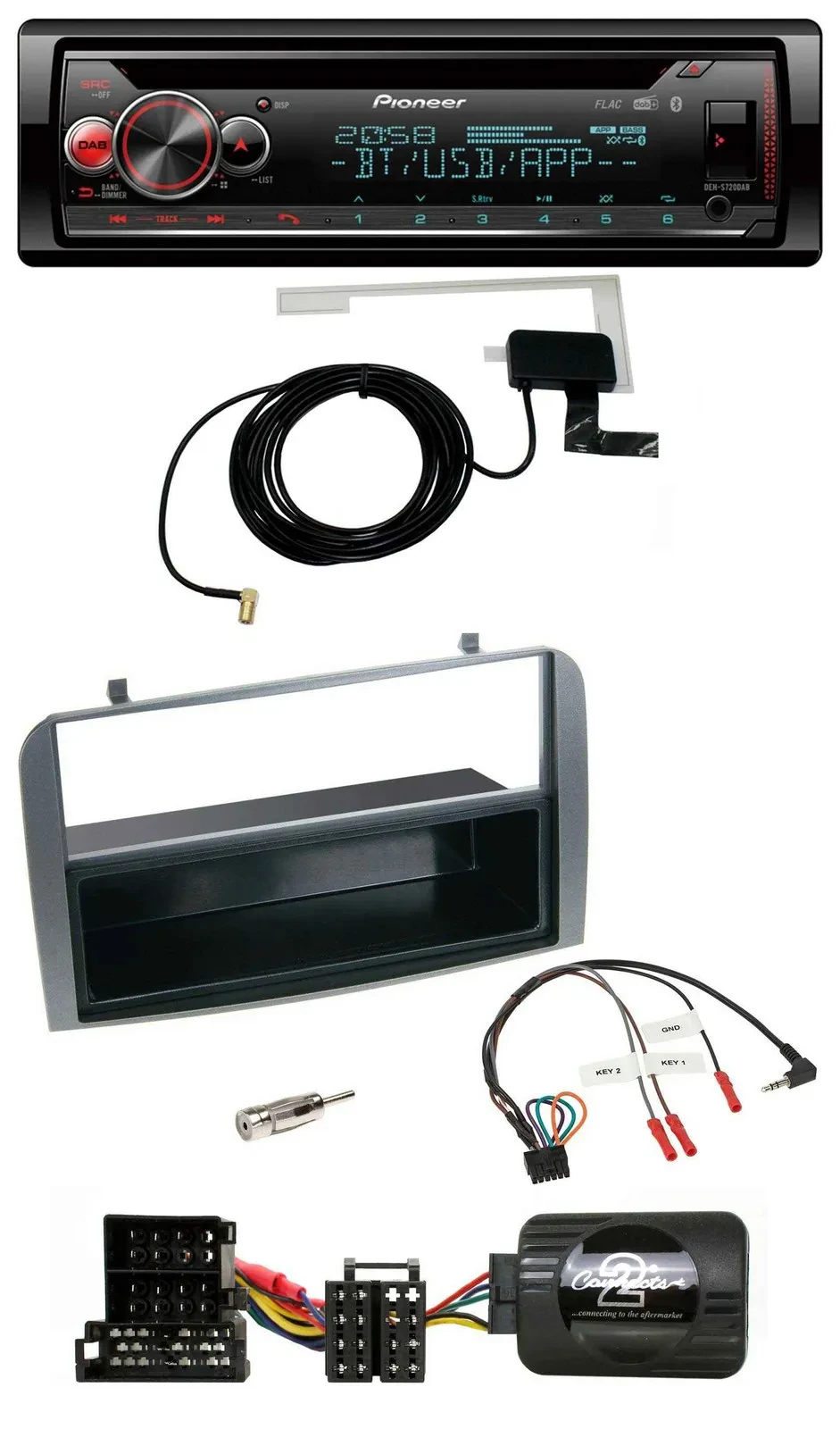 Pioneer DAB CD Lenkrad USB Bluetooth Autoradio für Alfa 147 GT anthrazit Ablage