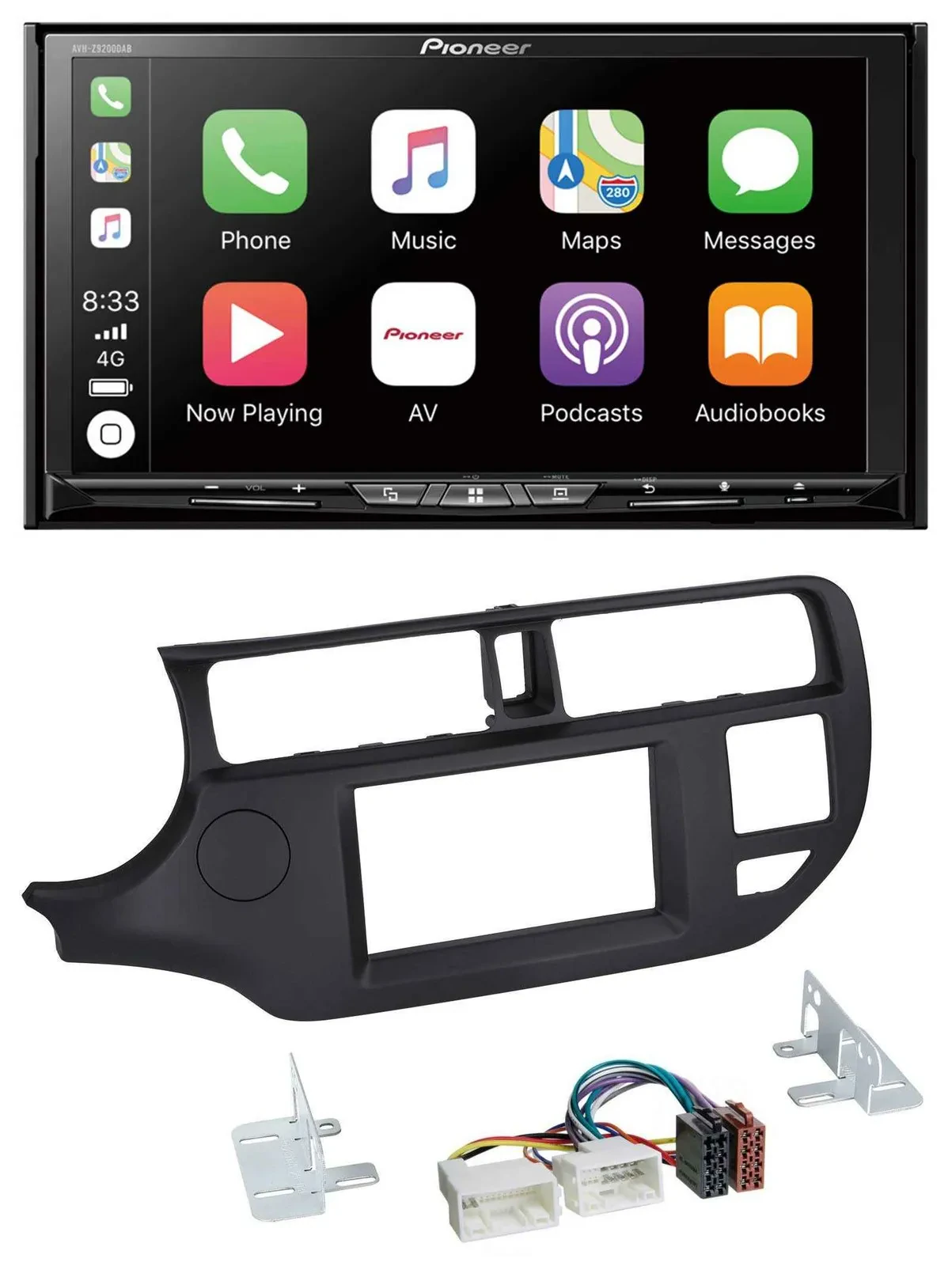 Pioneer 2DIN MP3 USB DAB DVD Bluetooth Autoradio für Kia Rio 11-14 UB schwarz