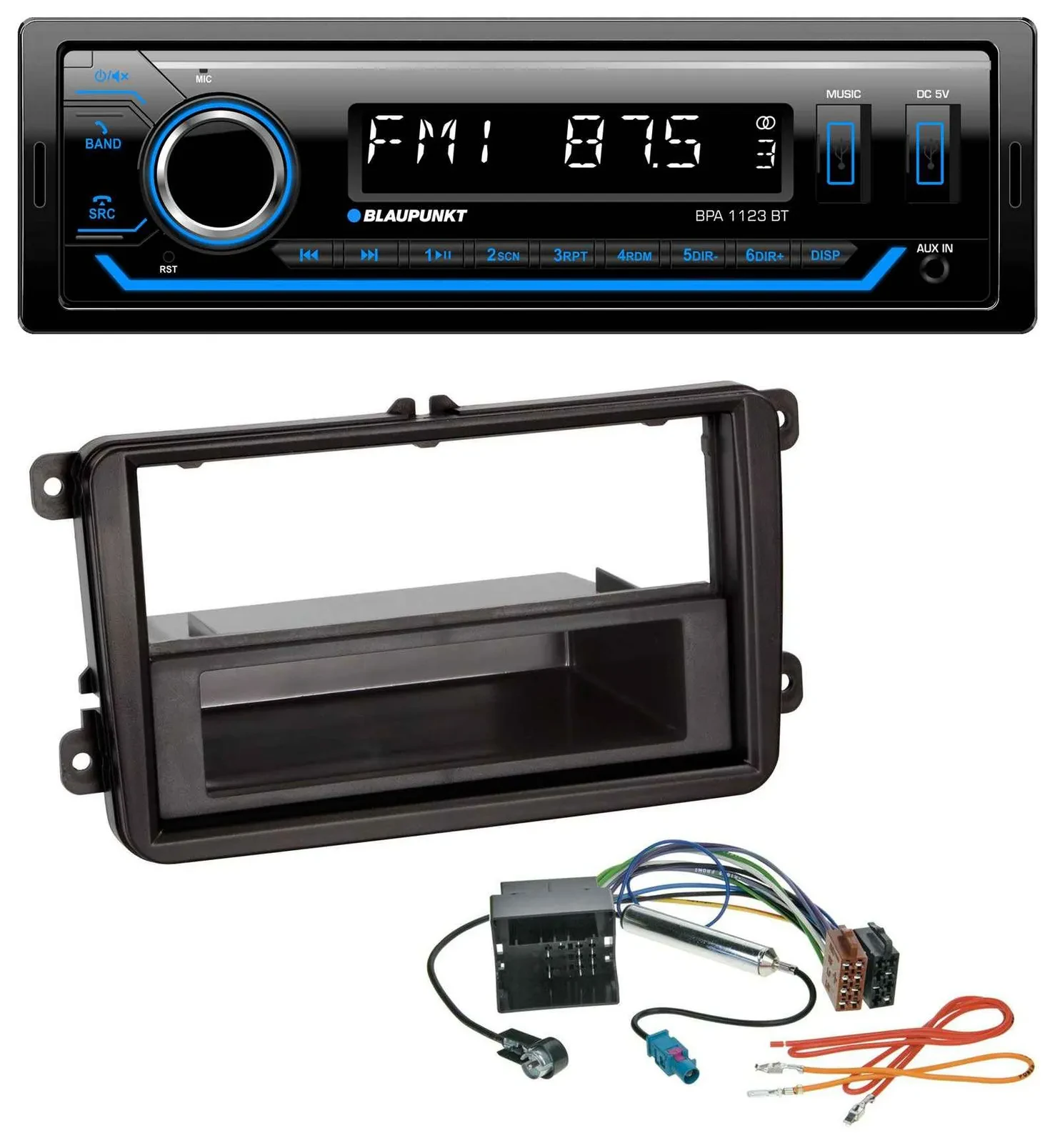 Blaupunkt MP3 Bluetooth USB AUX Autoradio für Skoda Fabia Octavia Rapid Roomster