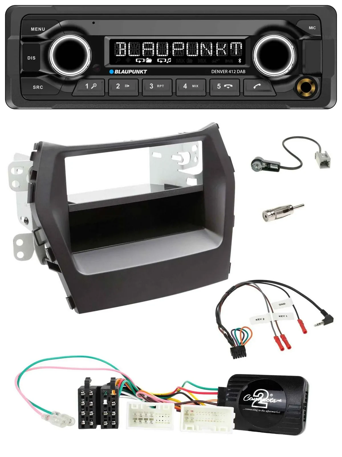 Blaupunkt Bluetooth DAB Lenkrad USB Autoradio für Hyundai Santa Fe ab 2012 schwa