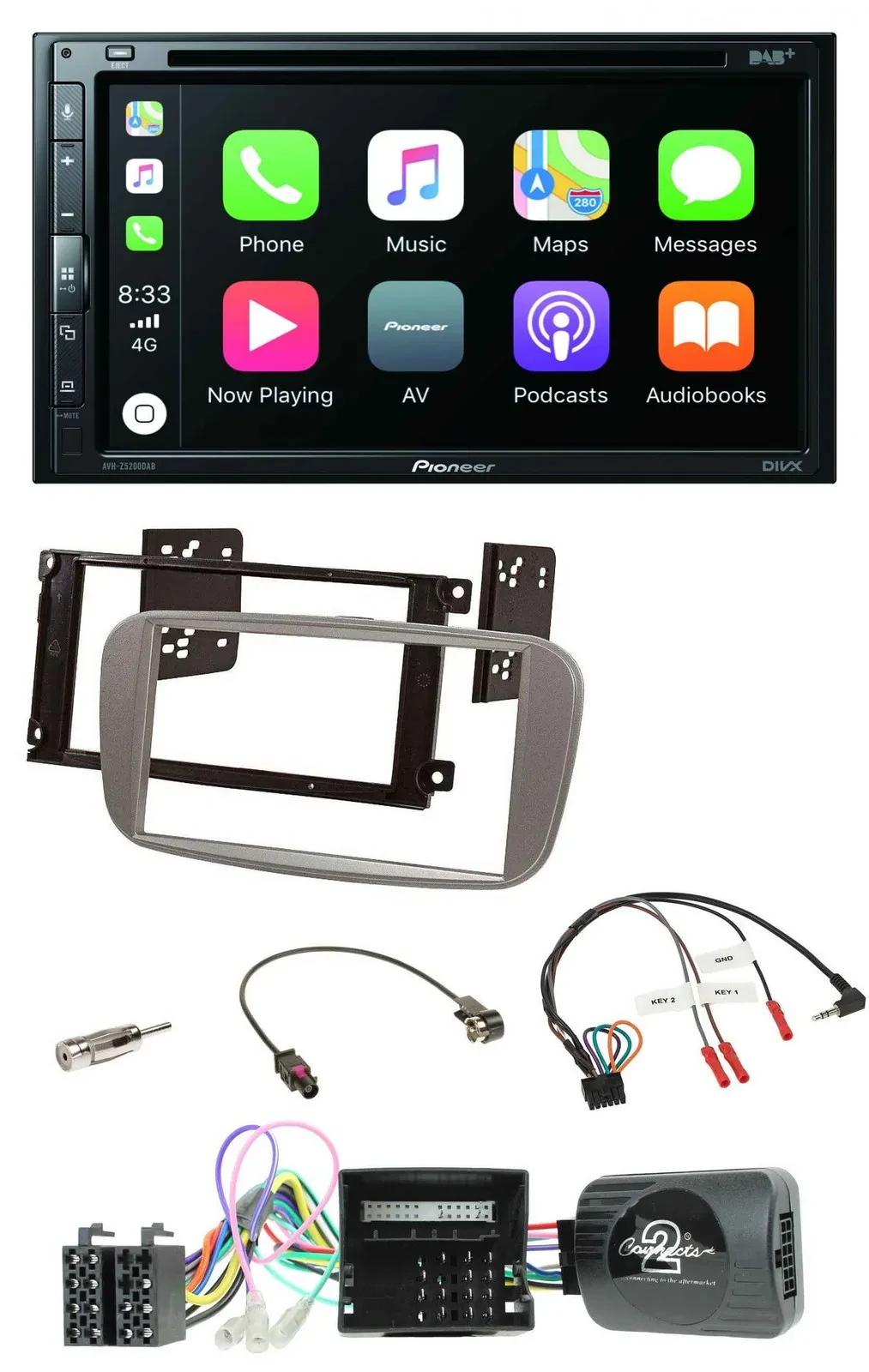 Pioneer DVD 2DIN Lenkrad DAB Bluetooth USB Autoradio für Ford Mondeo S-Max 2007-