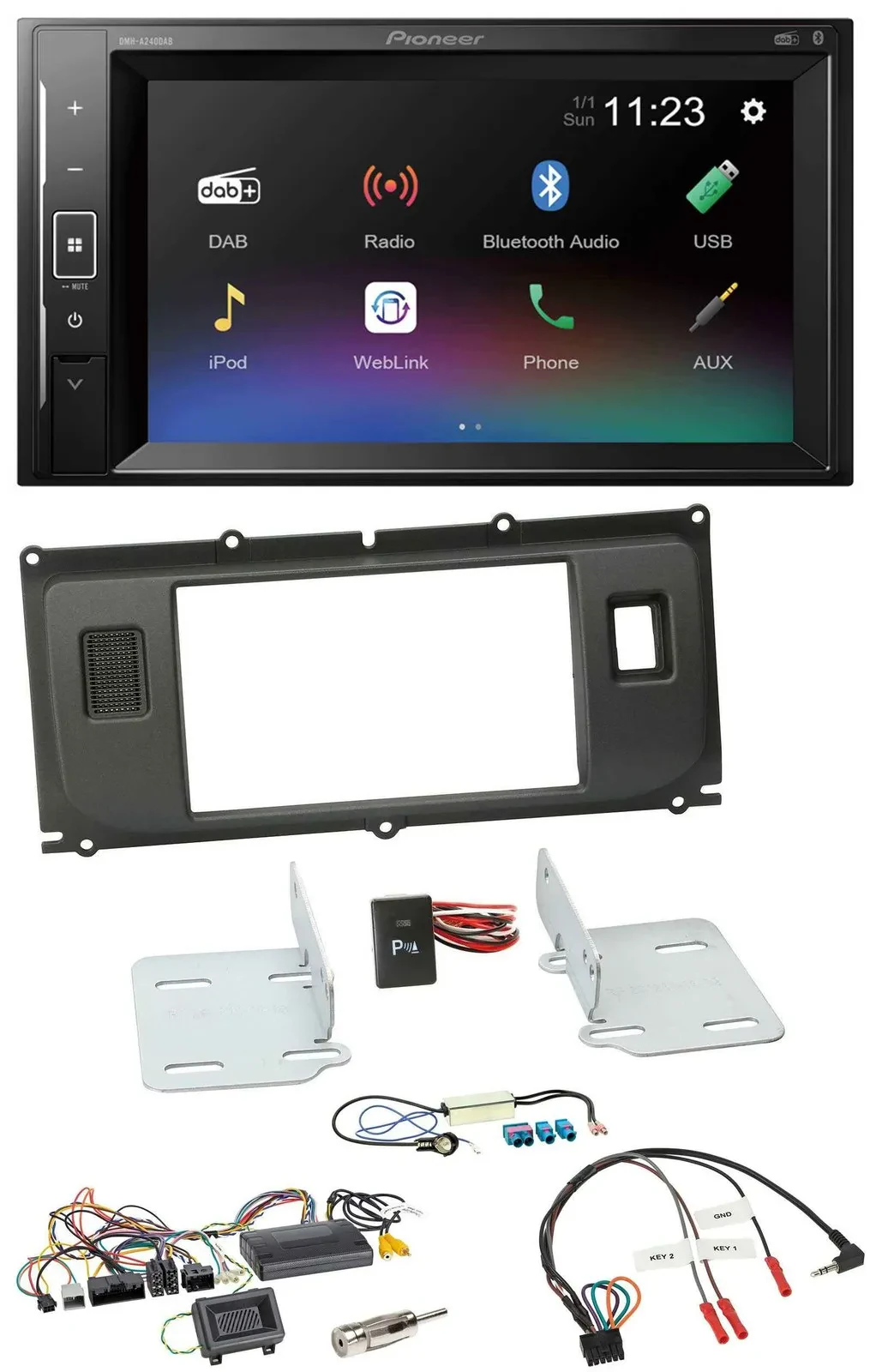 Автомагнитола для Land Rover Evoque 2011–2013 Pioneer 2DIN, DAB, Bluetooth, USB