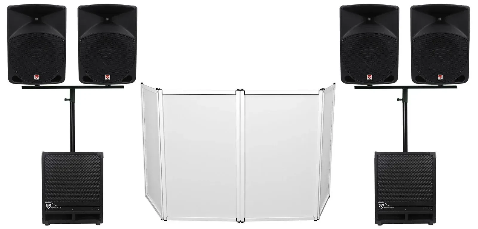 Комплект звукоусиления для DJ Rockville DJ PACK 1 (набор) 4x10" активные акустические системы, 2x12" активные сабвуферы, с фасадом