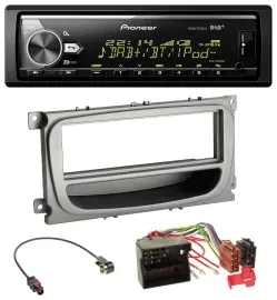 Автомагнитола для Ford Focus/Galaxy/C-Max с 2007 Pioneer Bluetooth, USB, DAB, MP3, серебристый