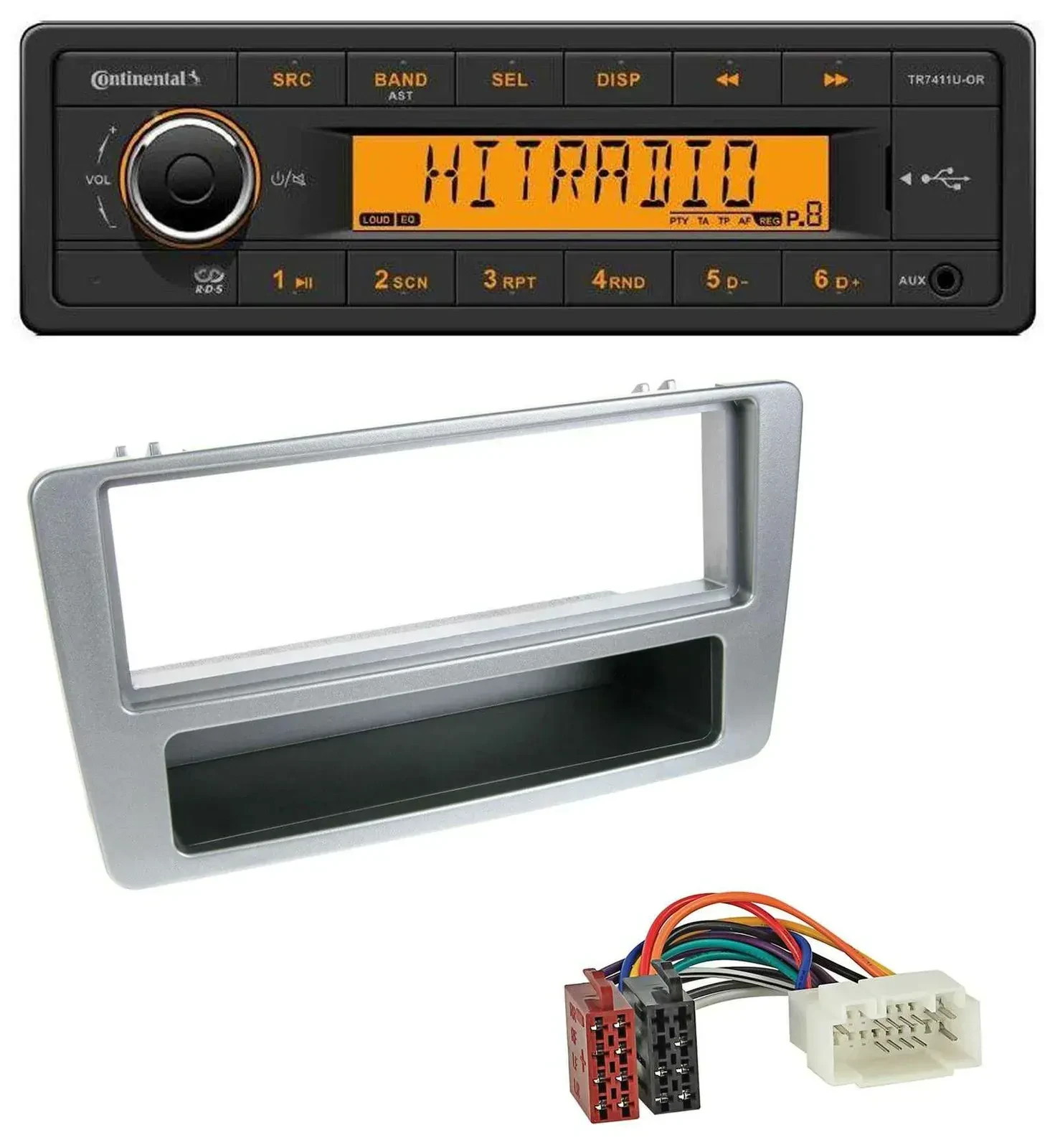 Continental 1DIN USB AUX MP3 Autoradio für Honda Civic 01-03 silber man. Klima.