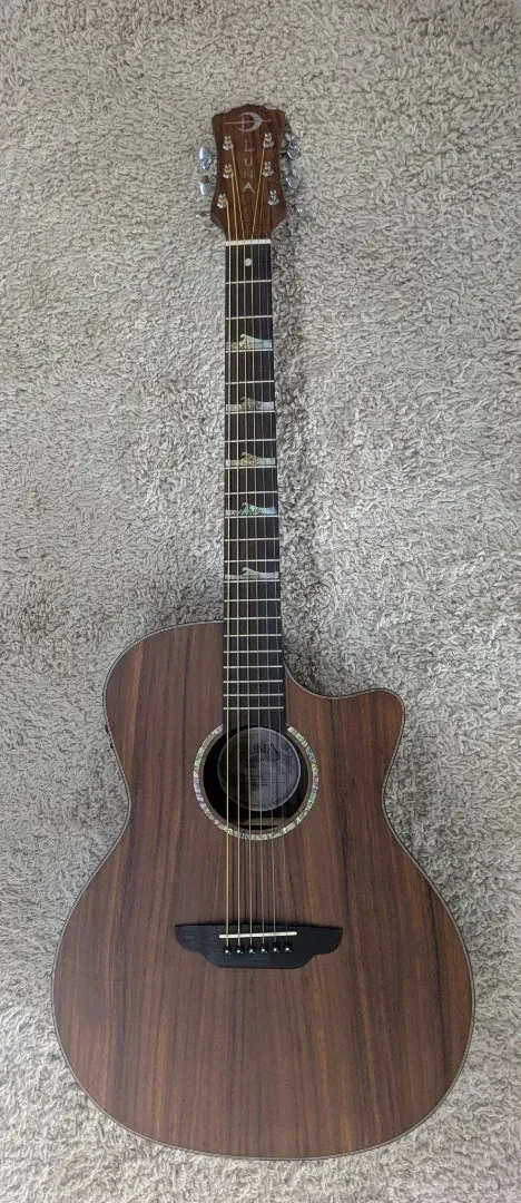 Luna Model HT KOA GCE High Tide Koa Grand Concert Size Acoustic Electric Guitar
