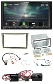 Kenwood Bluetooth USB 2DIN Lenkrad TMC DAB Navigation für Opel Corsa D satin-sto