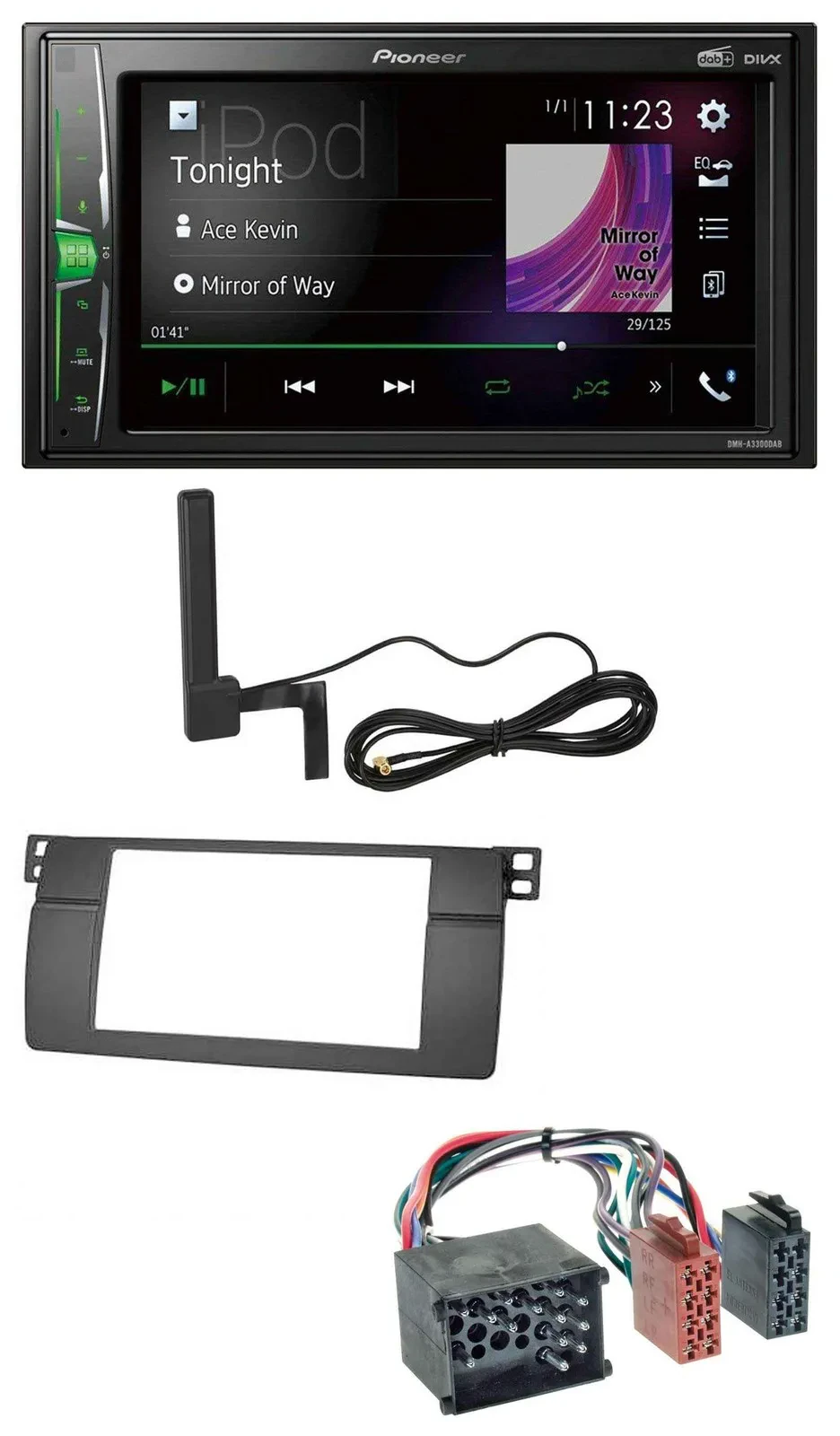 Pioneer MP3 DAB AUX 2DIN Bluetooth Autoradio für BMW 3er E46 mit großem Navi Run