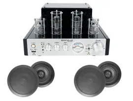 BluTube Tube Amplifier/Home Theater Receiver+(4) 8" Black Ceiling Speakers