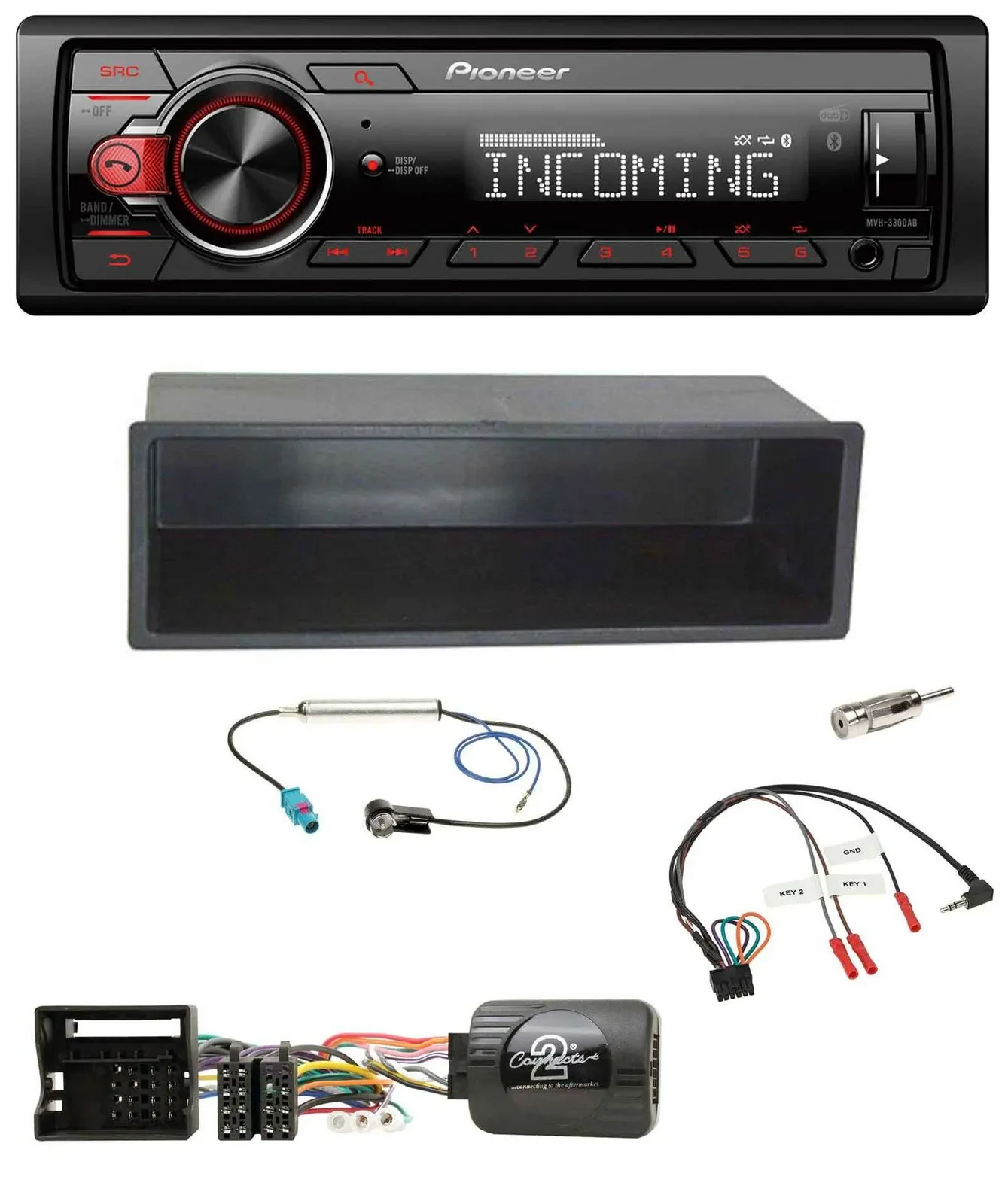 Pioneer Bluetooth USB DAB Lenkrad Autoradio für VW Polo Passat Ablagefach