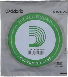 Струна для электрогитары D'Addario NW072 XL Nickel Wound Singles, сталь никелированная, калибр 72