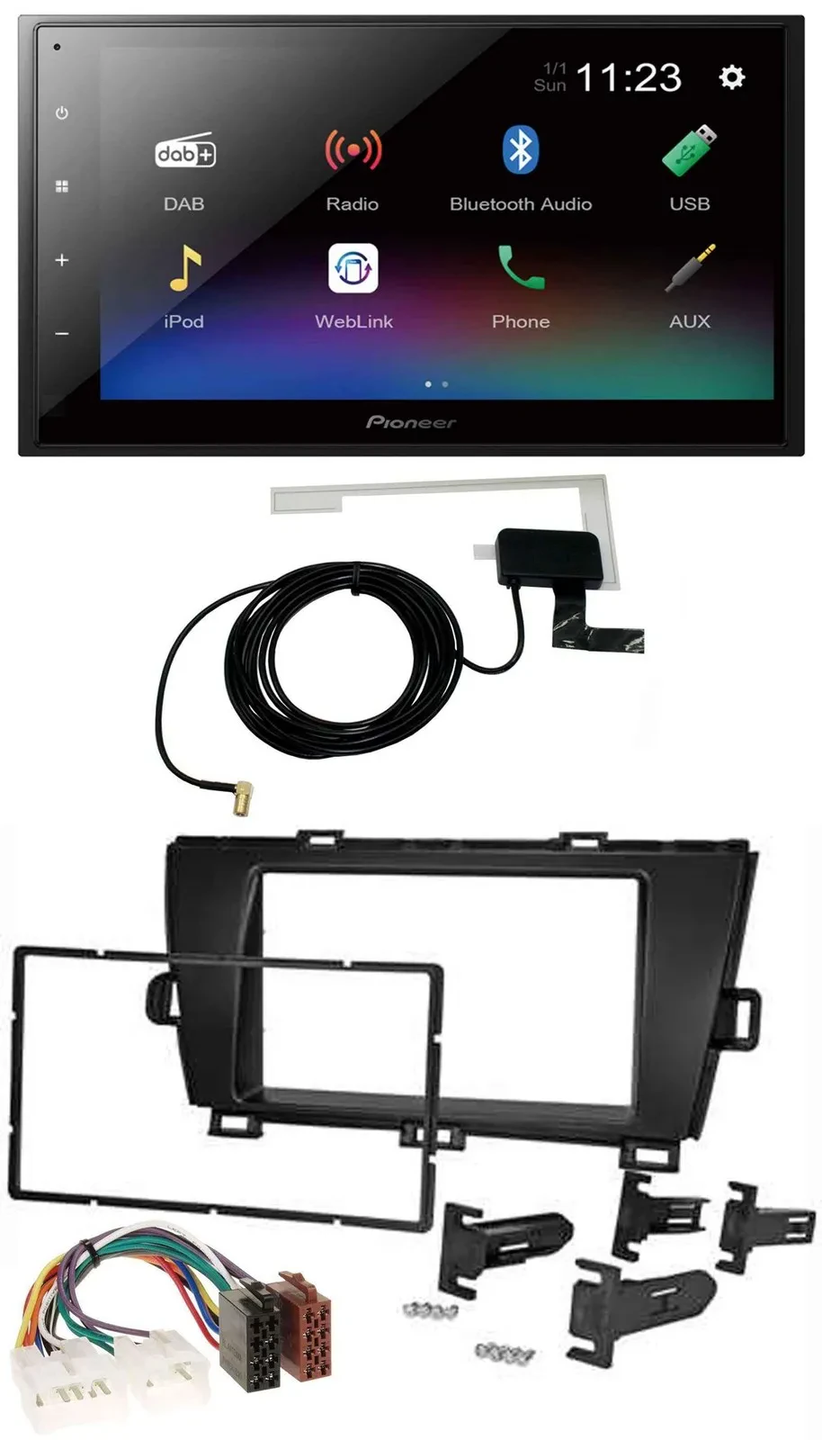 Автомагнитола для Toyota Prius (2009–2012) Pioneer 2DIN, DAB, Bluetooth, USB, MP3