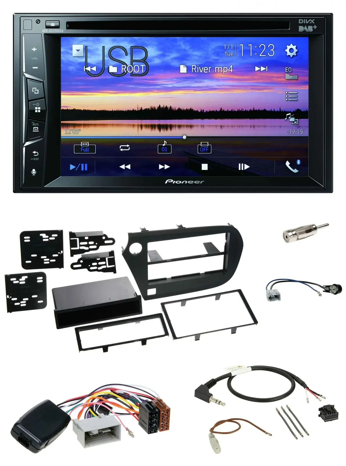 Pioneer Bluetooth 2DIN USB DVD DAB Lenkrad Autoradio für Honda Insight ZE2 2009-