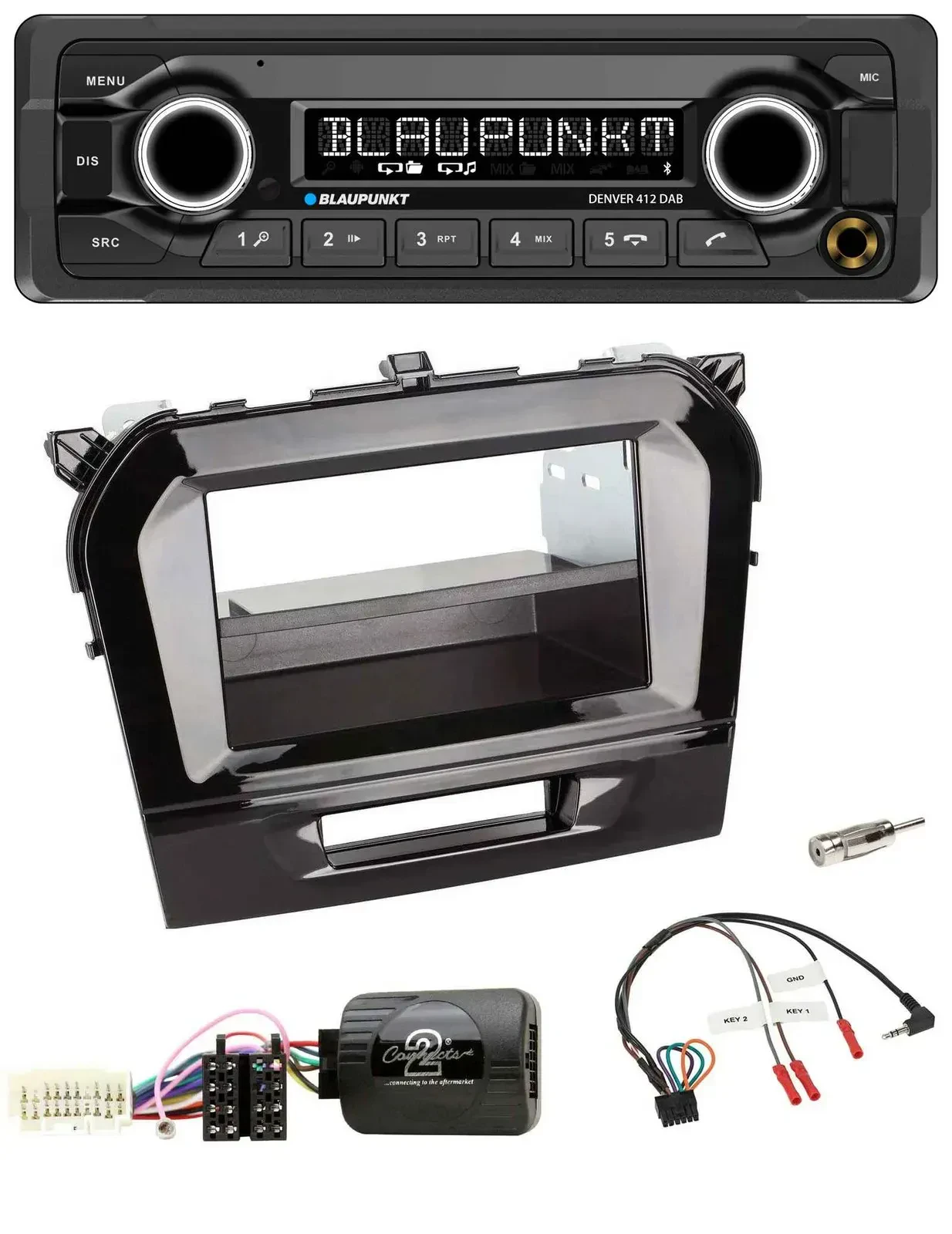 Blaupunkt Bluetooth DAB Lenkrad USB Autoradio für Suzuki Vitara ab 2015 piano sc