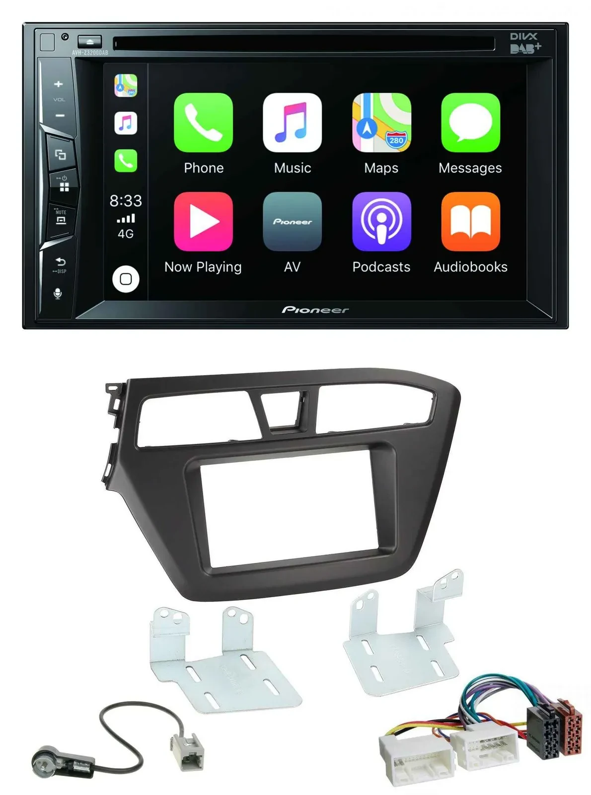 Pioneer MP3 USB DVD Bluetooth DAB 2DIN Autoradio für Hyundai i20 (2014-2020)