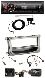 Автомагнитола Pioneer 1DIN MP3 DAB USB для Ford Mondeo/S-Max (с 2007), серебристая