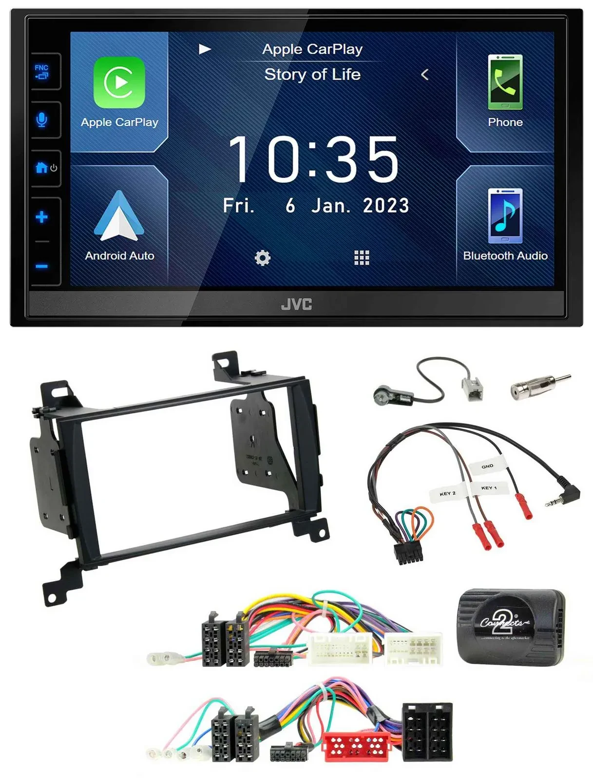 JVC DAB Bluetooth Lenkrad USB 2DIN Autoradio für Hyundai Santa Fe 2010-2012