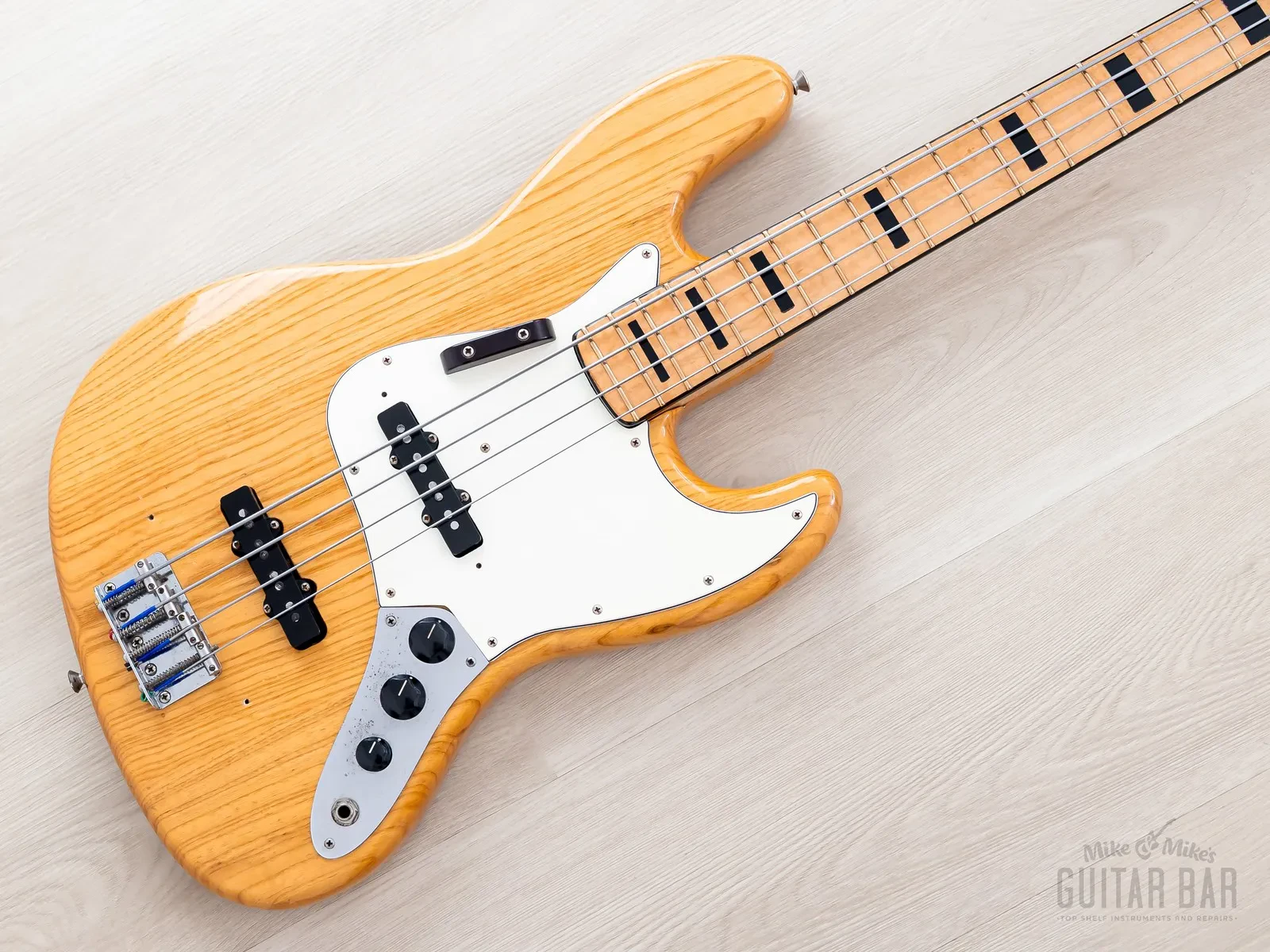 1973 Fender Jazz Bass Natural Ash w/ Black Blocks + Binding, Case