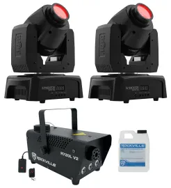 (2) Chauvet Intimidator Spot 110 Compact Moving Head Lights+LED Fog Machine