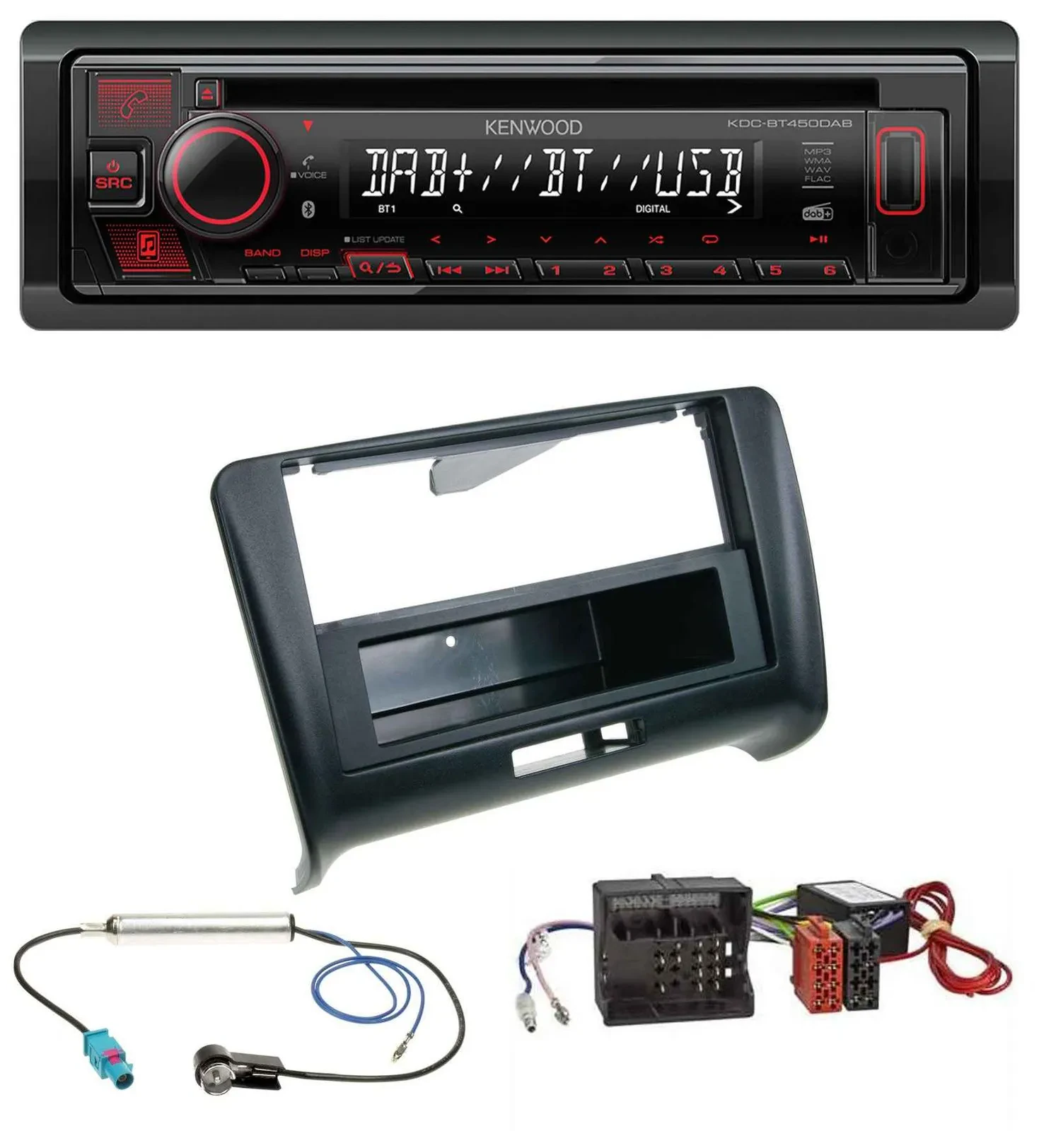 Kenwood MP3 CD USB Bluetooth DAB Autoradio für Audi TT 06-14 Aktivsystem Quadloc