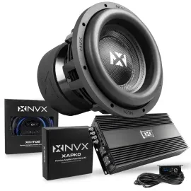 NVX XCW122 12" SPL Subwoofer + Monoblock Amplifier + 2-Ch Amplifier w/ Wiring Ki