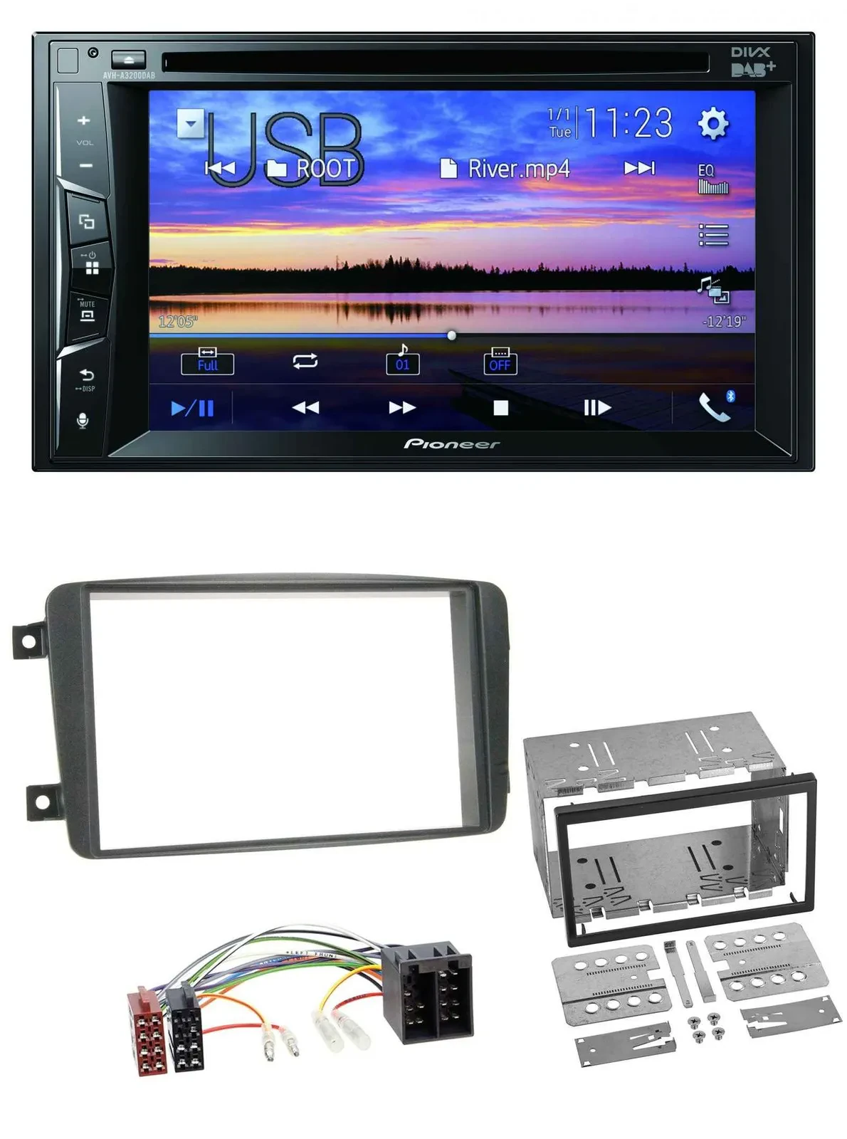 Pioneer Bluetooth 2DIN USB DVD DAB MP3 Autoradio für Mercedes C-Klasse Vito CLK