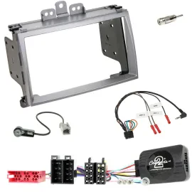Einbauset Lenkradadapter Doppel DIN Autoradio für Hyundai i20 2009-2012 silber