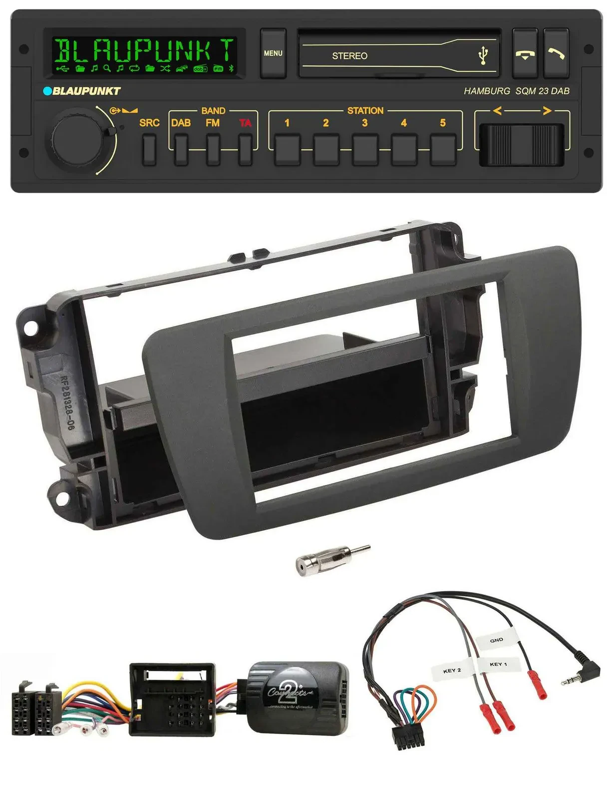 Blaupunkt USB DAB Bluetooth Lenkrad Autoradio für Seat Ibiza tuam grey