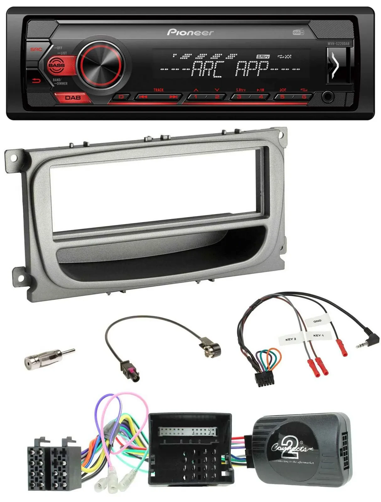 Автомагнитола Pioneer DAB 1 DIN USB MP3 для Ford S-Max/Mondeo (2007–2014), поддержка управления на руле, CAN