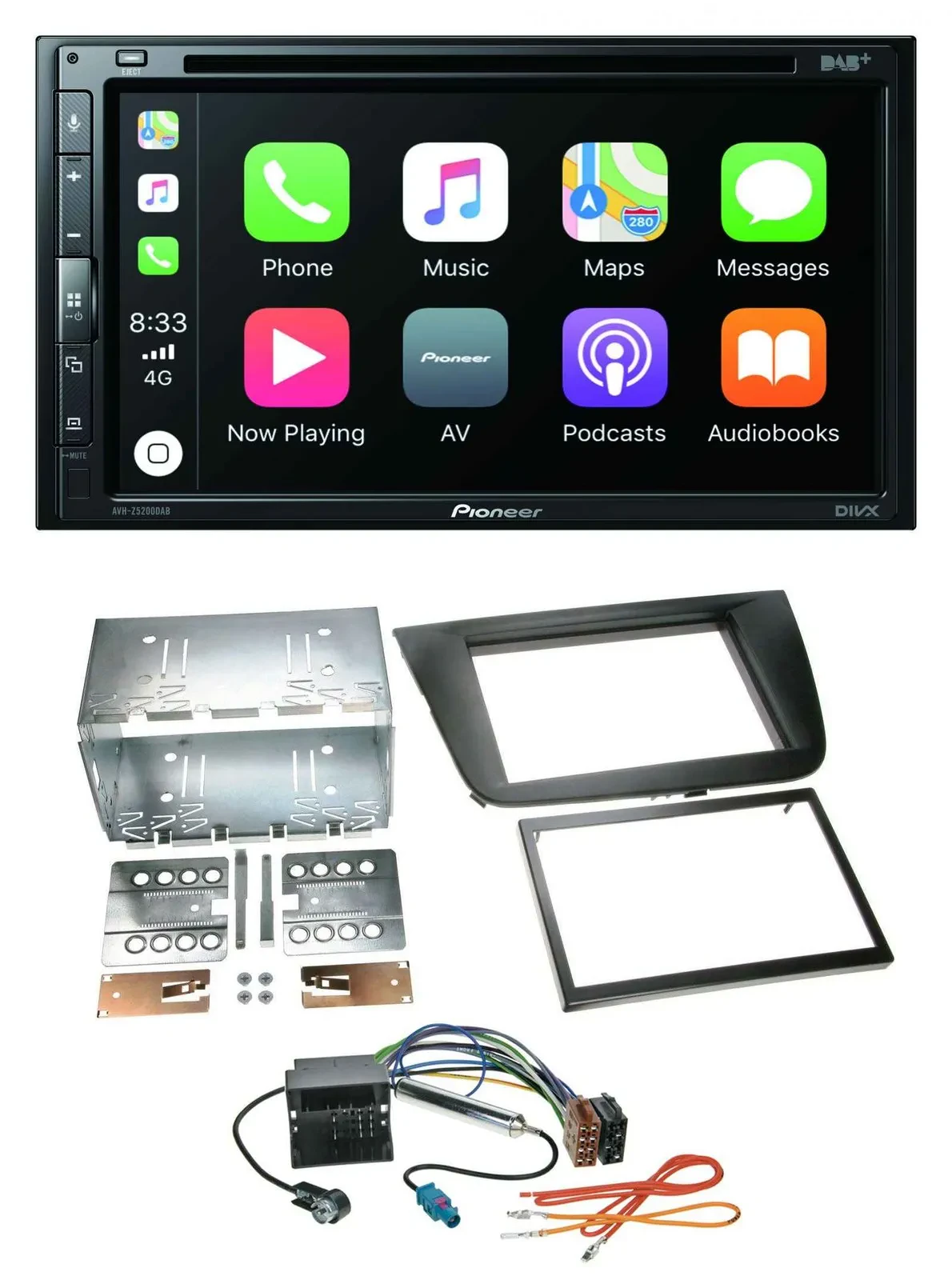 Автомагнитола Pioneer 2-DIN, DVD, DAB, Bluetooth, USB, для Seat Leon (2005–2009), черная