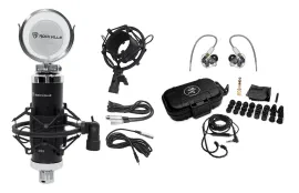 Mackie MP-320 Triple Dynamic Driver Professional In-Ear Monitors+Case+Studio Mic