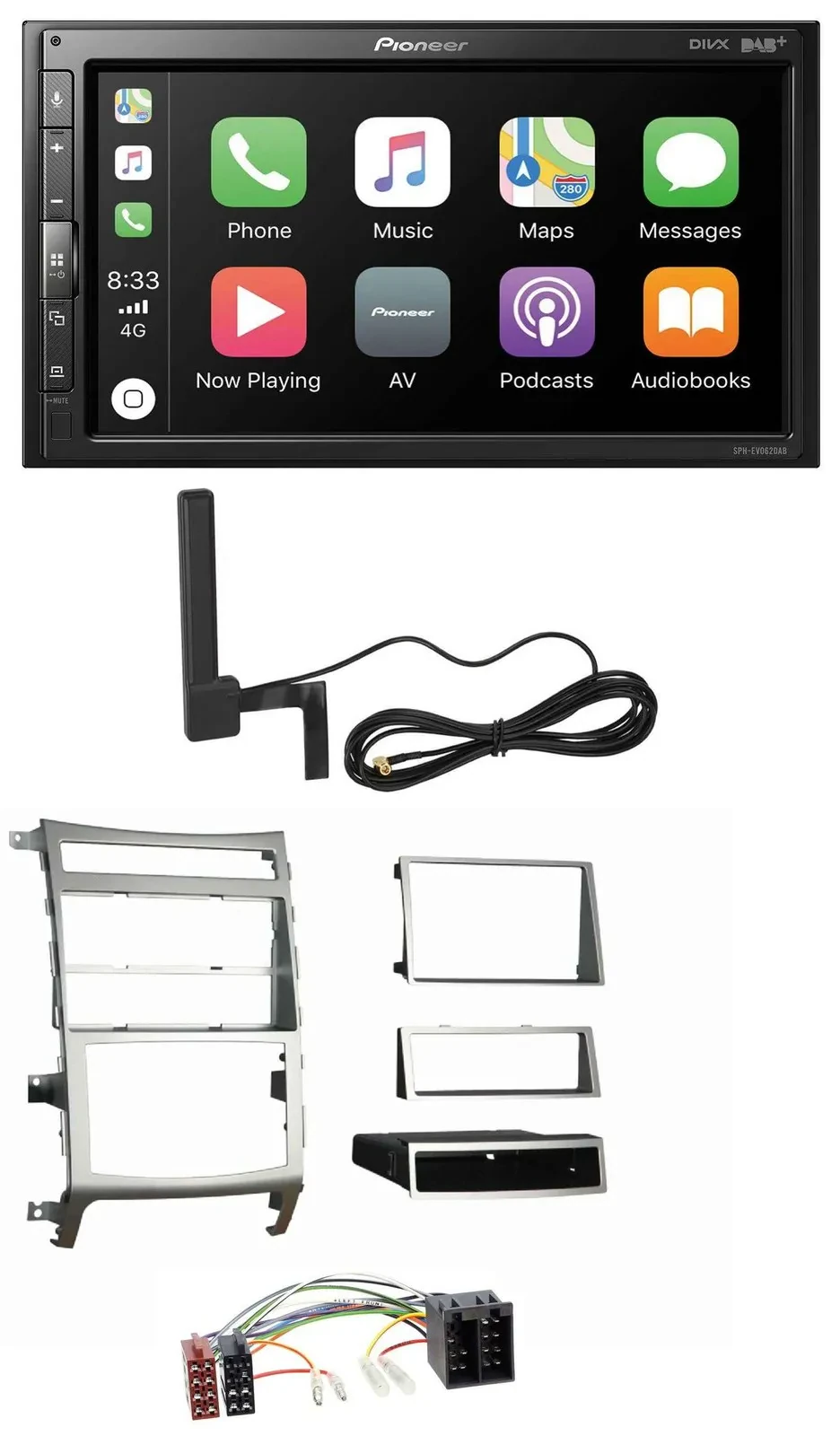 Pioneer USB 2DIN Bluetooth DAB MP3 Autoradio für Hyundai ix55 2009-2012 silber