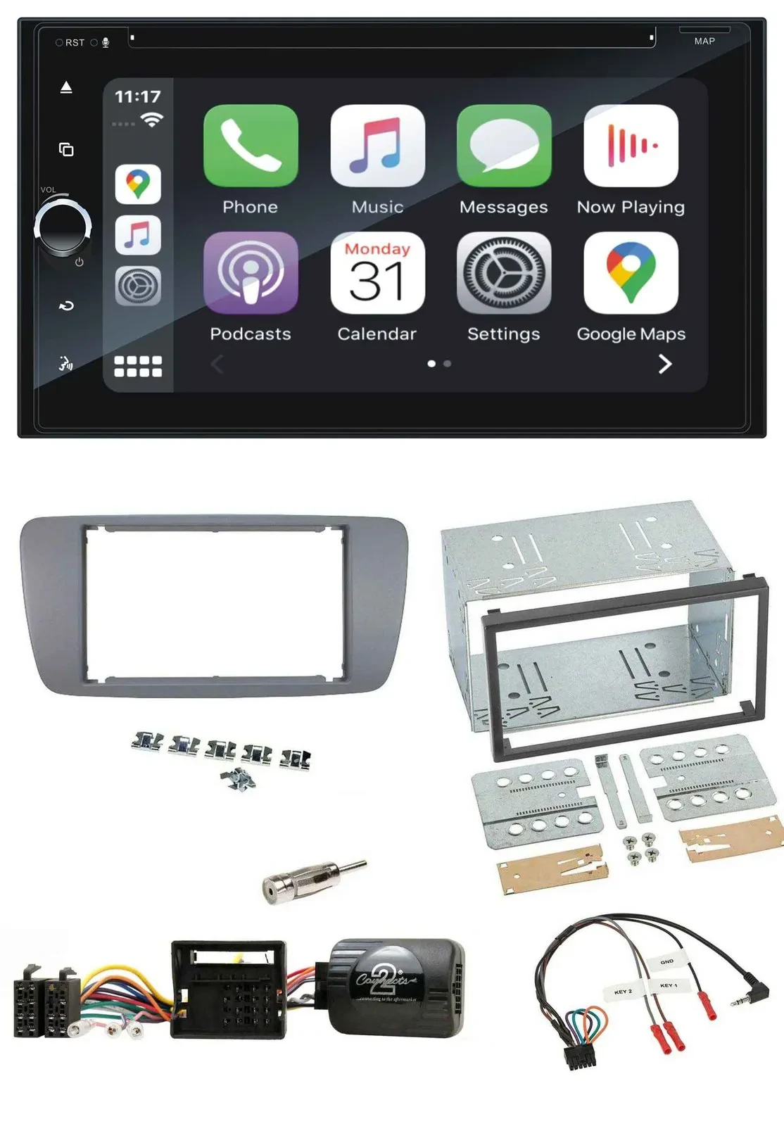 Blaupunkt DAB Lenkrad TMC Bluetooth USB 2DIN Navigation für Seat Ibiza ab 08 con