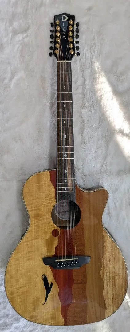 Luna Guitars Luna Vista Eagle 12 String  Tropical Wood Acoustic Electric Guitar w/Hard Case