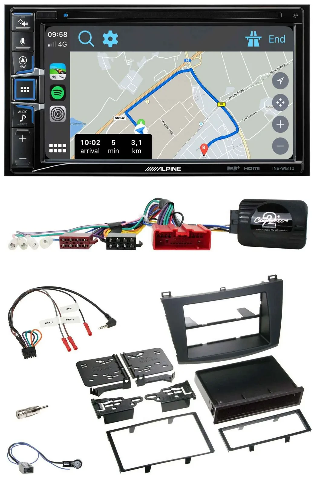 Alpine DAB TMC Bluetooth 2DIN USB Lenkrad Navigation für Mazda 3 09-13 Can-Bus
