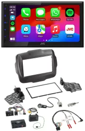 JVC Bluetooth 2DIN Lenkrad DAB USB Autoradio für Jeep Renegade ab 2015