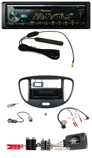 Pioneer CD MP3 Lenkrad DAB USB Autoradio für Hyundai i10 ISO 2009-2013 schwarz