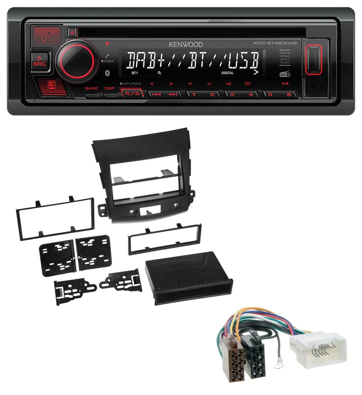 Kenwood MP3 CD USB Bluetooth DAB Autoradio für Citroen C-Crosser Mitsubishi Outl
