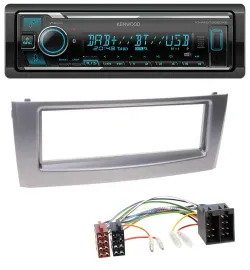 Автомагнитола Kenwood Bluetooth MP3 DAB USB, серый, для Fiat Punto/Grande Punto (с 2005)