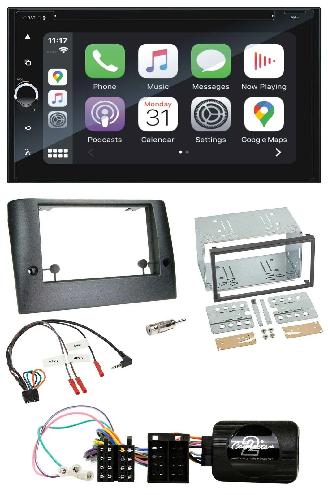 Blaupunkt DAB Lenkrad TMC Bluetooth USB 2DIN Navigation für Fiat Stilo 2005-2007