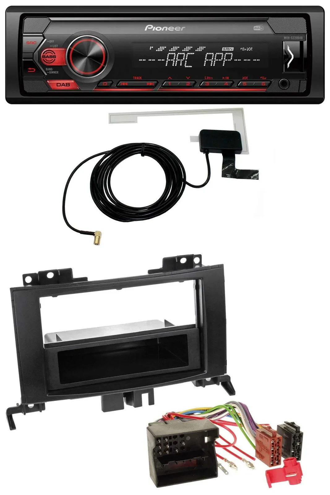 Pioneer 1DIN USB DAB MP3 AUX Autoradio für Mercedes Sprinter ab 06 Rubbertouch