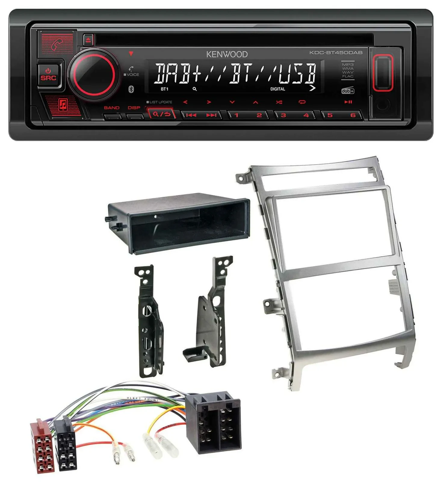 Kenwood MP3 CD USB Bluetooth DAB Autoradio für Hyundai ix55 (2009-2012) silber