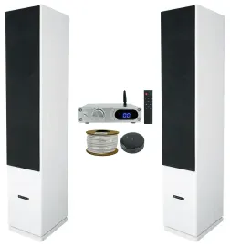 2) Rockville RockTower 64W Home Audio Tower Speakers+Bluetooth Amp+Wifi Receiver