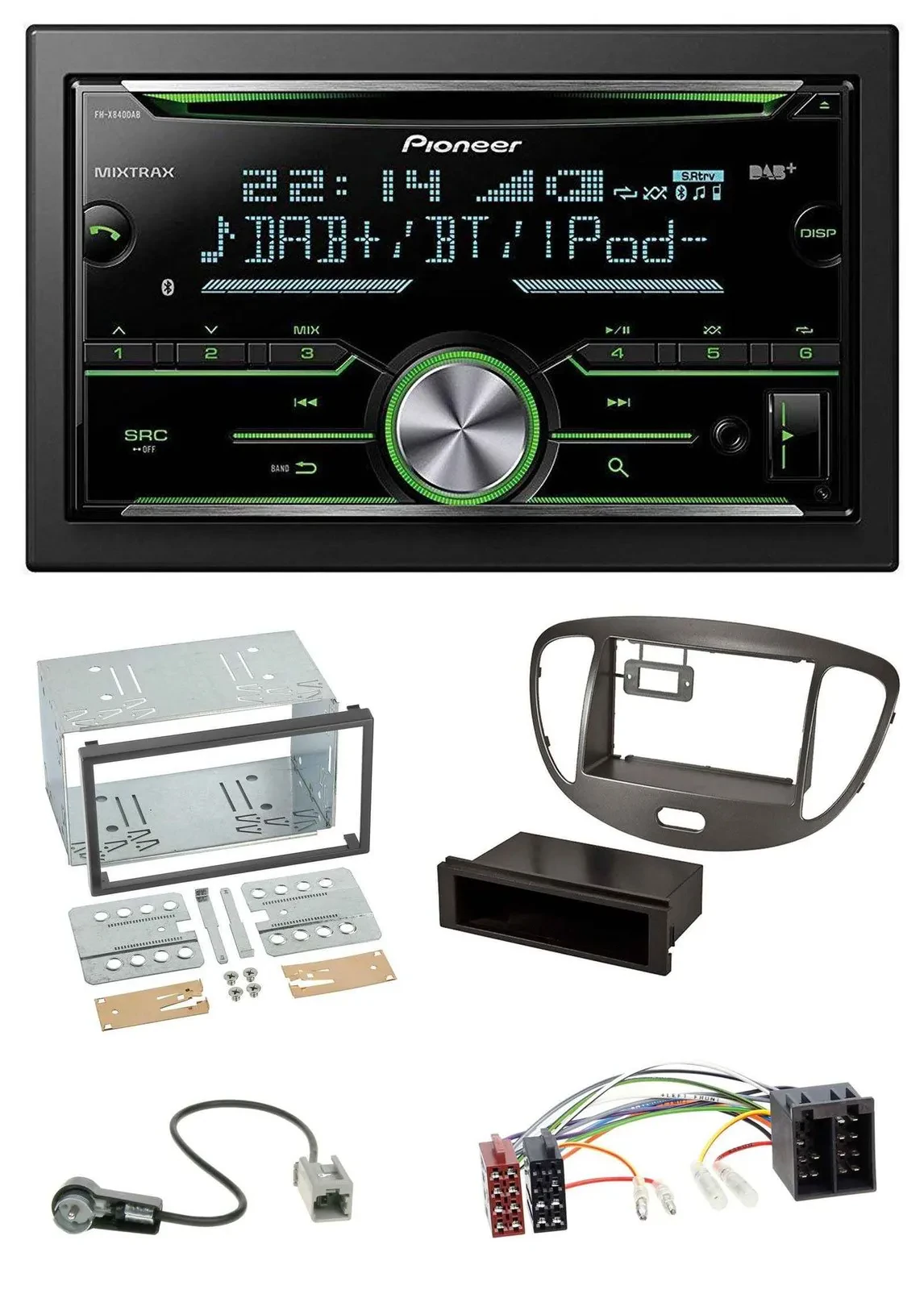 Pioneer Bluetooth MP3 DAB 2DIN USB CD Autoradio für Hyundai i10 2008-13 dunkelsi