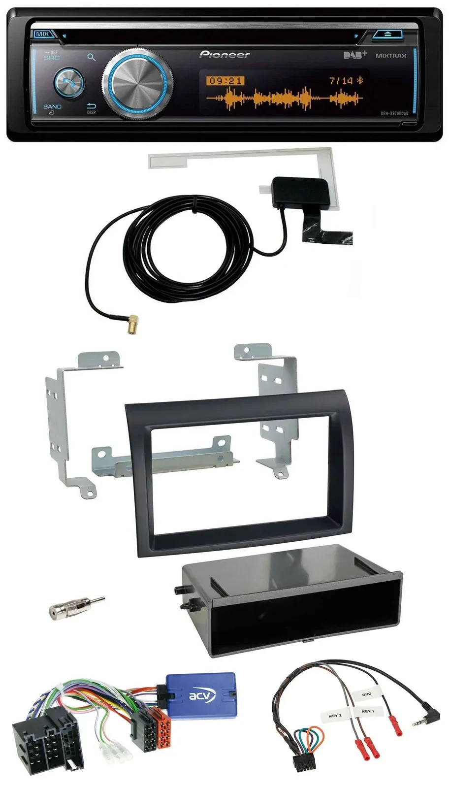 Pioneer Bluetooth DAB Lenkrad USB CD Autoradio für Fiat Ducato 08-11 schwarz Pro