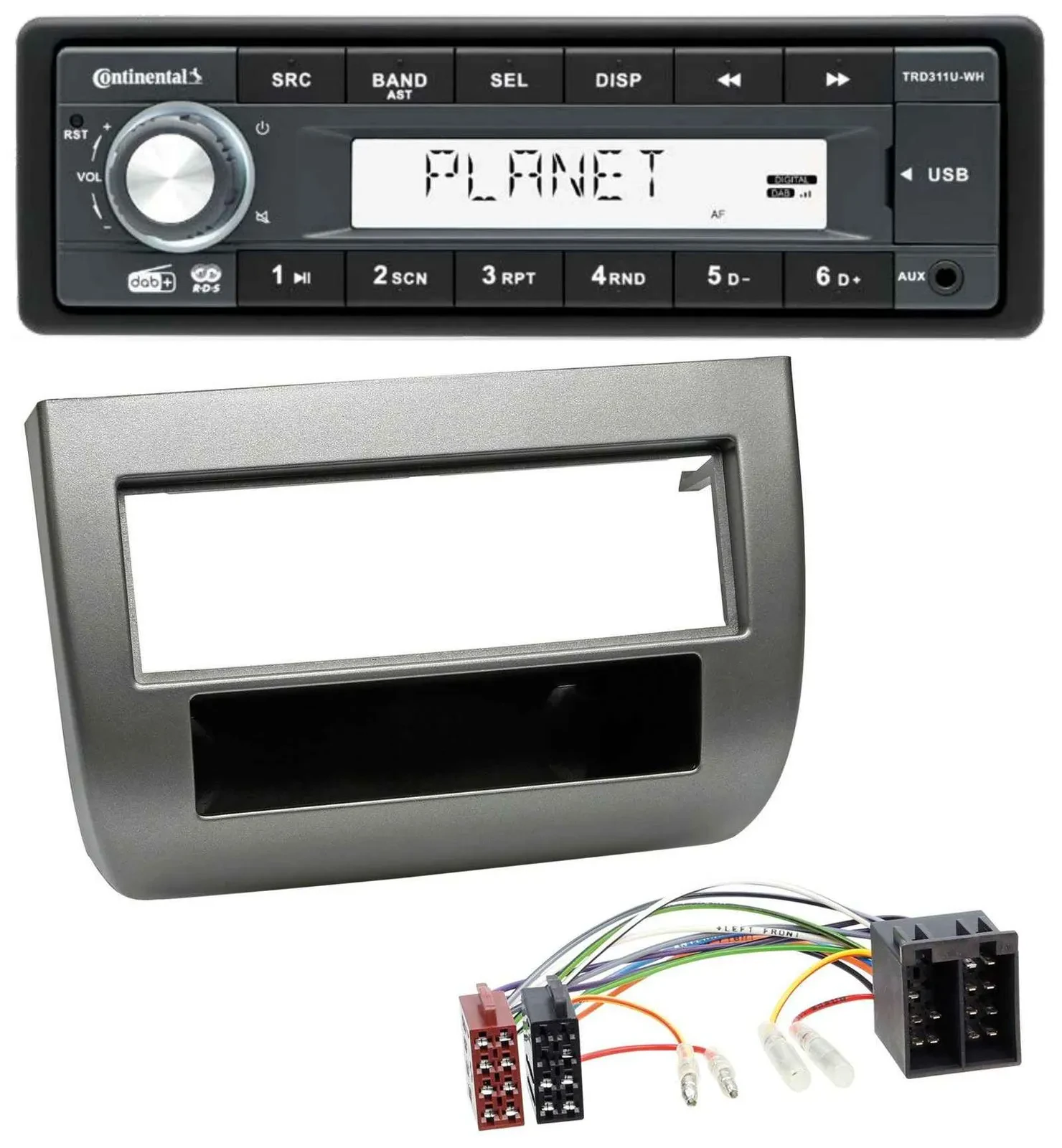 Continental MP3 AUX USB DAB 1DIN Autoradio für Lancia Y 843 03-11 dunkelsilberme