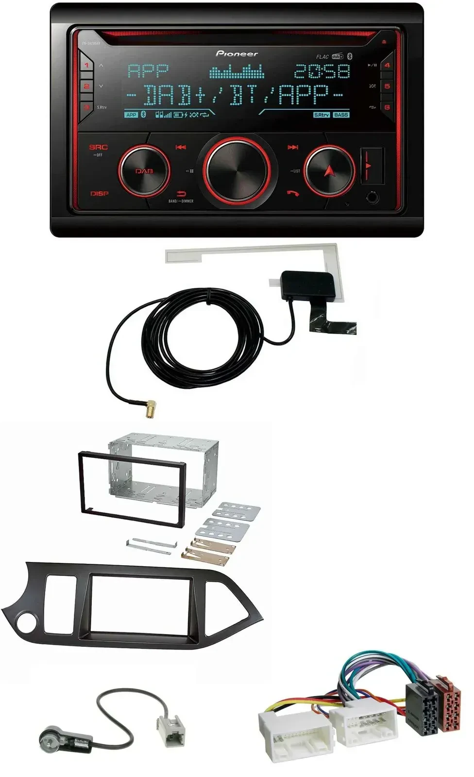 Автомагнитола Pioneer 2-DIN, MP3, DAB, USB, CD, Bluetooth для Kia Picanto (с 2011), Start-Stop